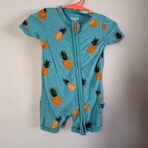 Kyte BABY Teal Pineapple Print Kids Shortall